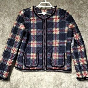 NWT Crown & Ivy plaid puff fashion jacket.